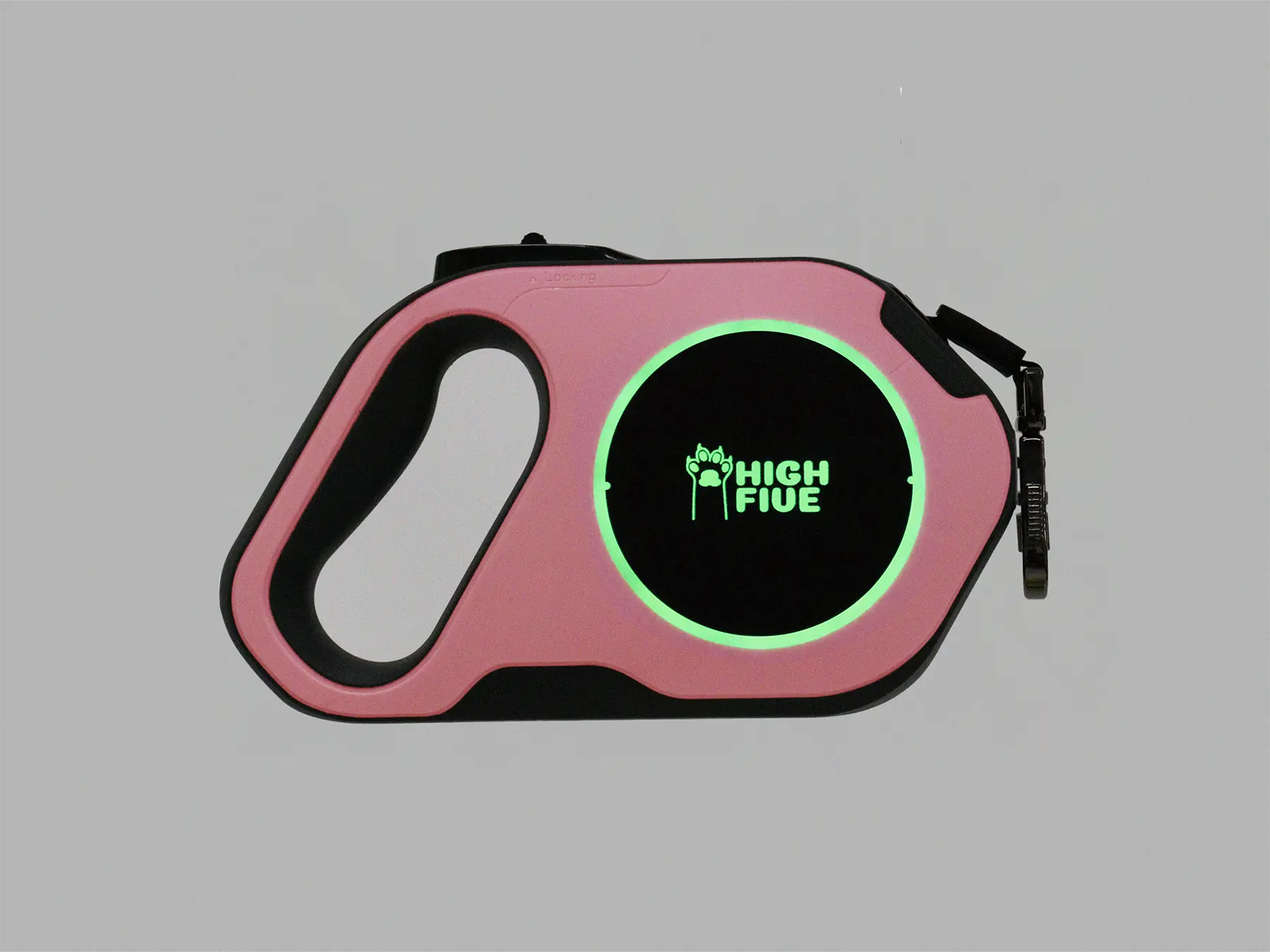Highfive Retractable dog leash heavy duty large dog extra long dog lead long line pink with LED lighting