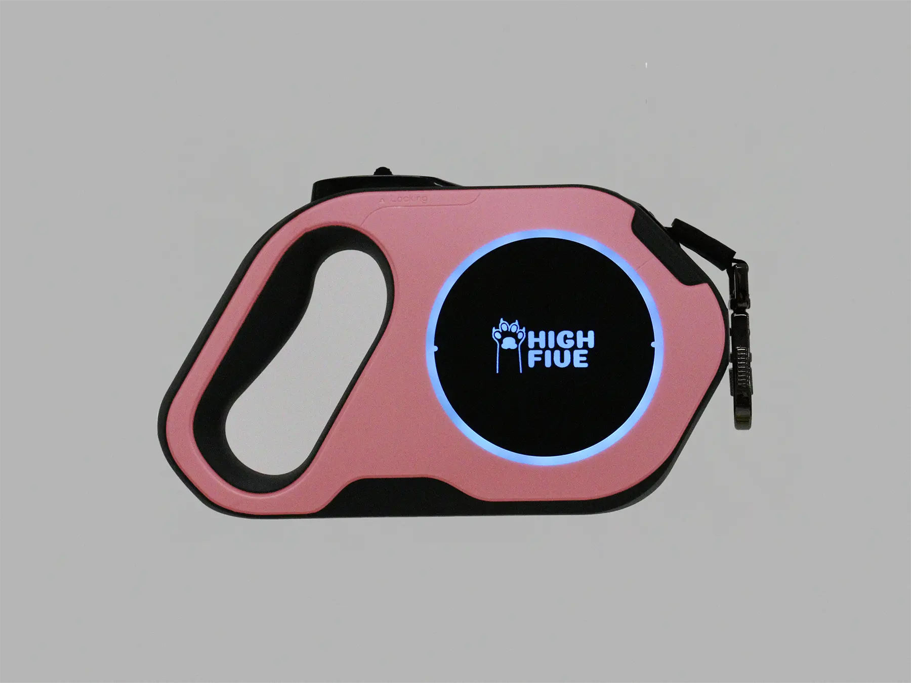 Highfive Retractable dog leash heavy duty large dog extra long dog lead long line pink with LED lighting